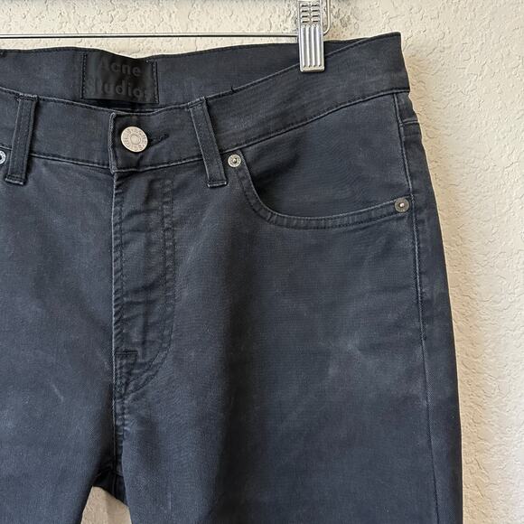 ACNE STUDIOS Ace Ups Jeans Black Denim Slim Straight Low Rise Moto - Picture 6 of 16